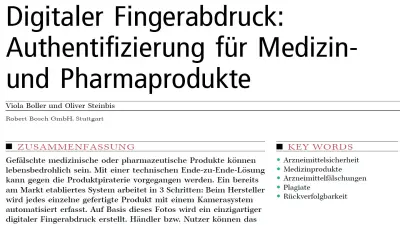 Digital fingerprint: authentication for medical and pharmaceutical products